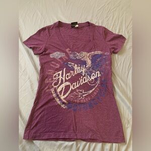 Harley-Davidson Purple V-Neck Tee Size Small